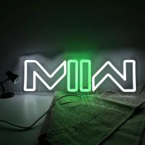 Call Duty Neon Sign,MW2 Neon Signs For Wall Decor Led Sign Neon Lights for Gaming Boys Room Man Cave Decor, Living Room, Party USB Powered with Dimmer 15 * 4.9IN