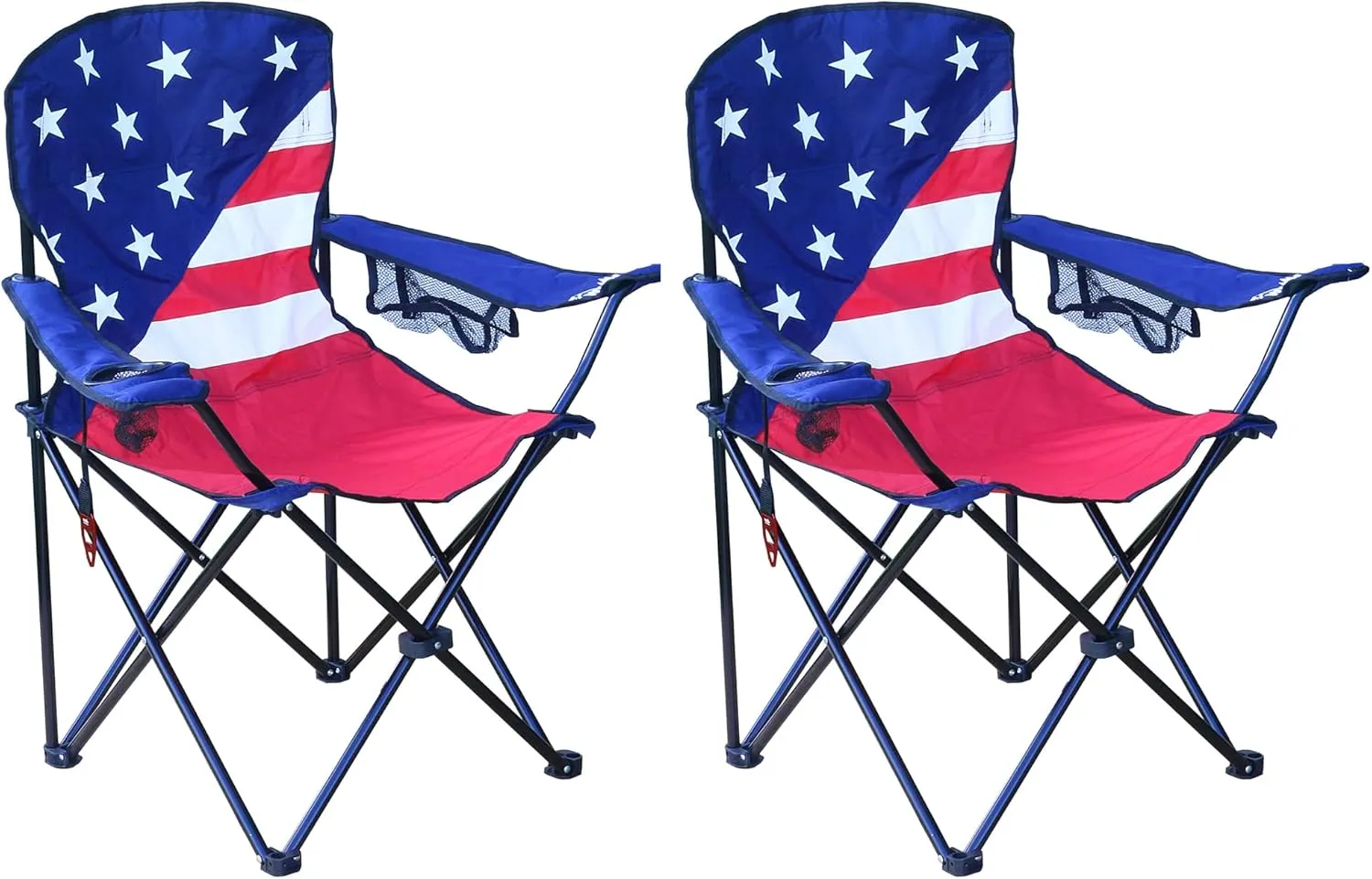 Camp Chair | Set of 2 | Folding Portable Outdoor Lawn Chair for Camping or Beach | Attached Bottle Opener | Lightweight Festival Chairs for Adults (USA Flag)