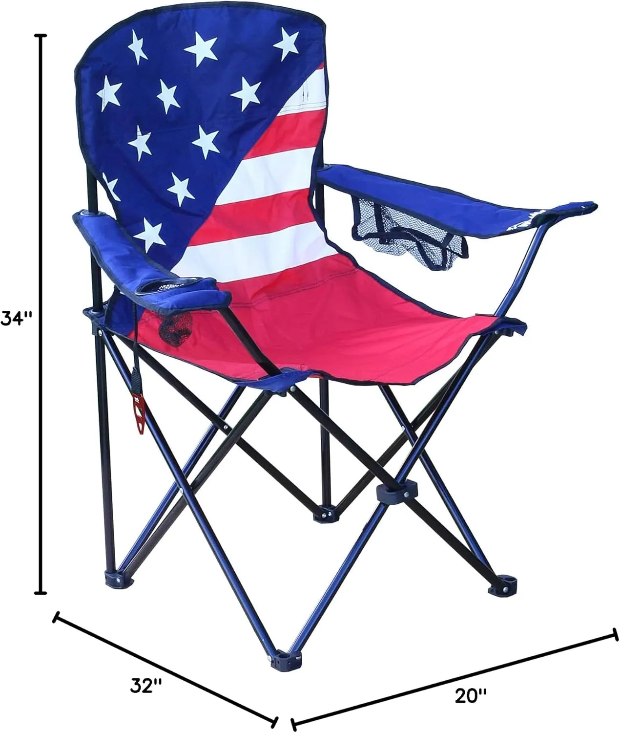 Camp Chair | Set of 2 | Folding Portable Outdoor Lawn Chair for Camping or Beach | Attached Bottle Opener | Lightweight Festival Chairs for Adults (USA Flag)