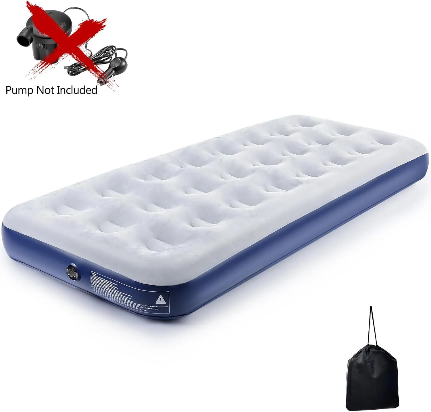 Camping Air Mattress Inflatable Air Bed Flocked Surface Travel Bed Sleeping Pad Air Bed for Outdoor Camping Tent Guest Travelling