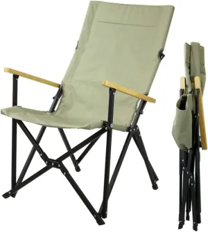 Camping Chairs Beach Chair Whit Wooden Armrest Outdoor Camping Leisure Seat Folding Aluminum Folding Recliner for Hiking Fishing Portable Folding Chair