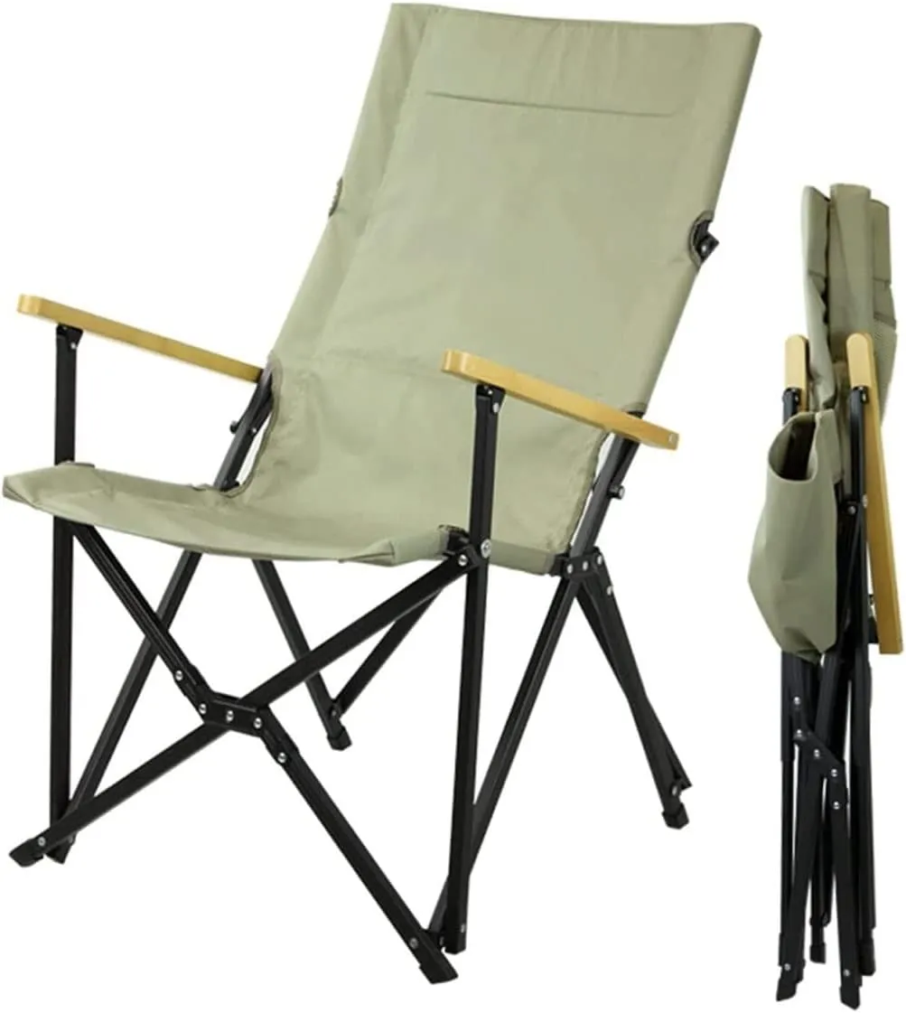 Camping Chairs Beach Chair Whit Wooden Armrest Outdoor Camping Leisure Seat Folding Aluminum Folding Recliner for Hiking Fishing Portable Folding Chair