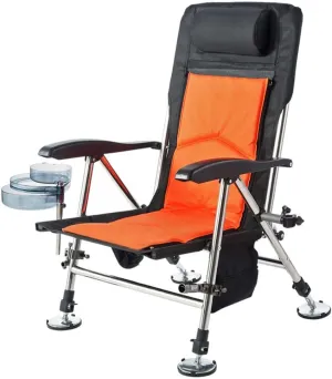 Camping Chairs,Fishing Chair Beach Chair Outdoor Foldable Fishing Chair Recliner Four-Leg Adjustable Portable Multifunction Fishing Chair/D/Light Grey