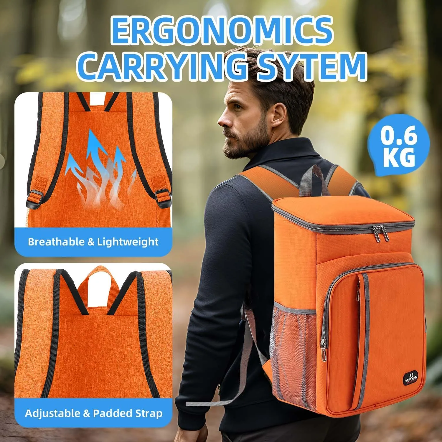 Camping Cooler Backpack 25 Cans, Leak Proof Insulated Thermal Bag, Beach Travel Picnic Lunch Backpack for Men Women