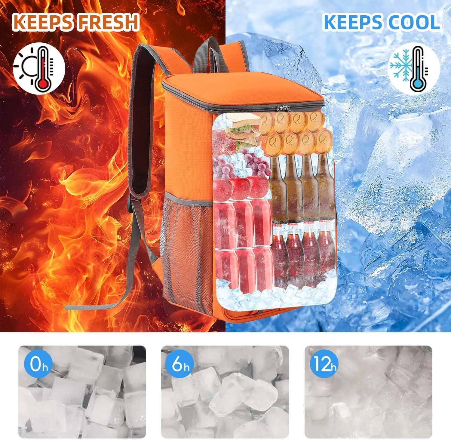 Camping Cooler Backpack 25 Cans, Leak Proof Insulated Thermal Bag, Beach Travel Picnic Lunch Backpack for Men Women