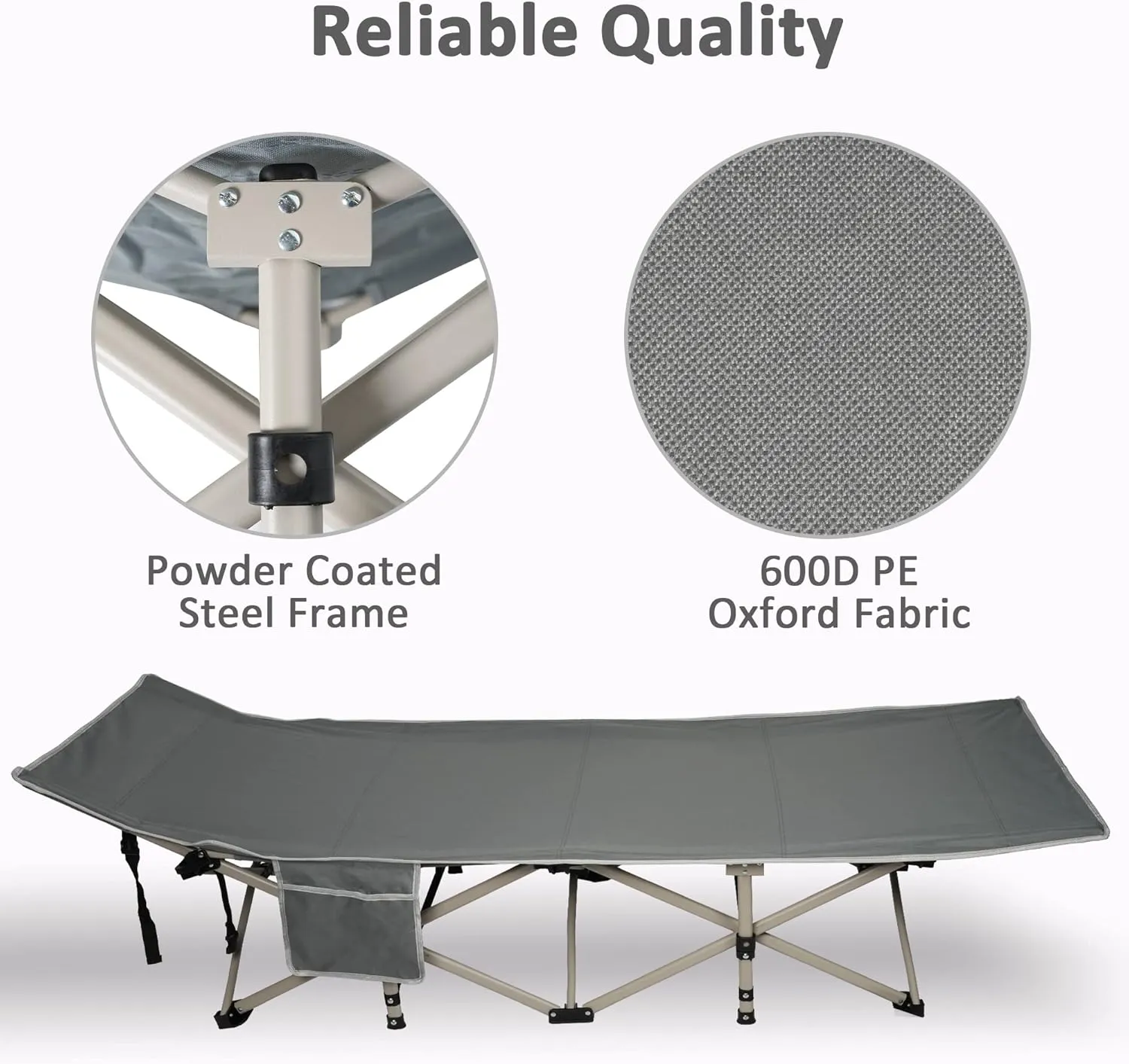 Camping Cots for Adults - Folding Sleeping Cot Bed with Mattress and Adjustable Height Powder-Coated Steel Frame Camp Bed - Ideal for Travel, Office, and Home Use