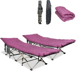Camping Cots for Adults - Folding Sleeping Cot Bed with Mattress and Adjustable Height Powder-Coated Steel Frame Camp Bed - Ideal for Travel, Office, and Home Use