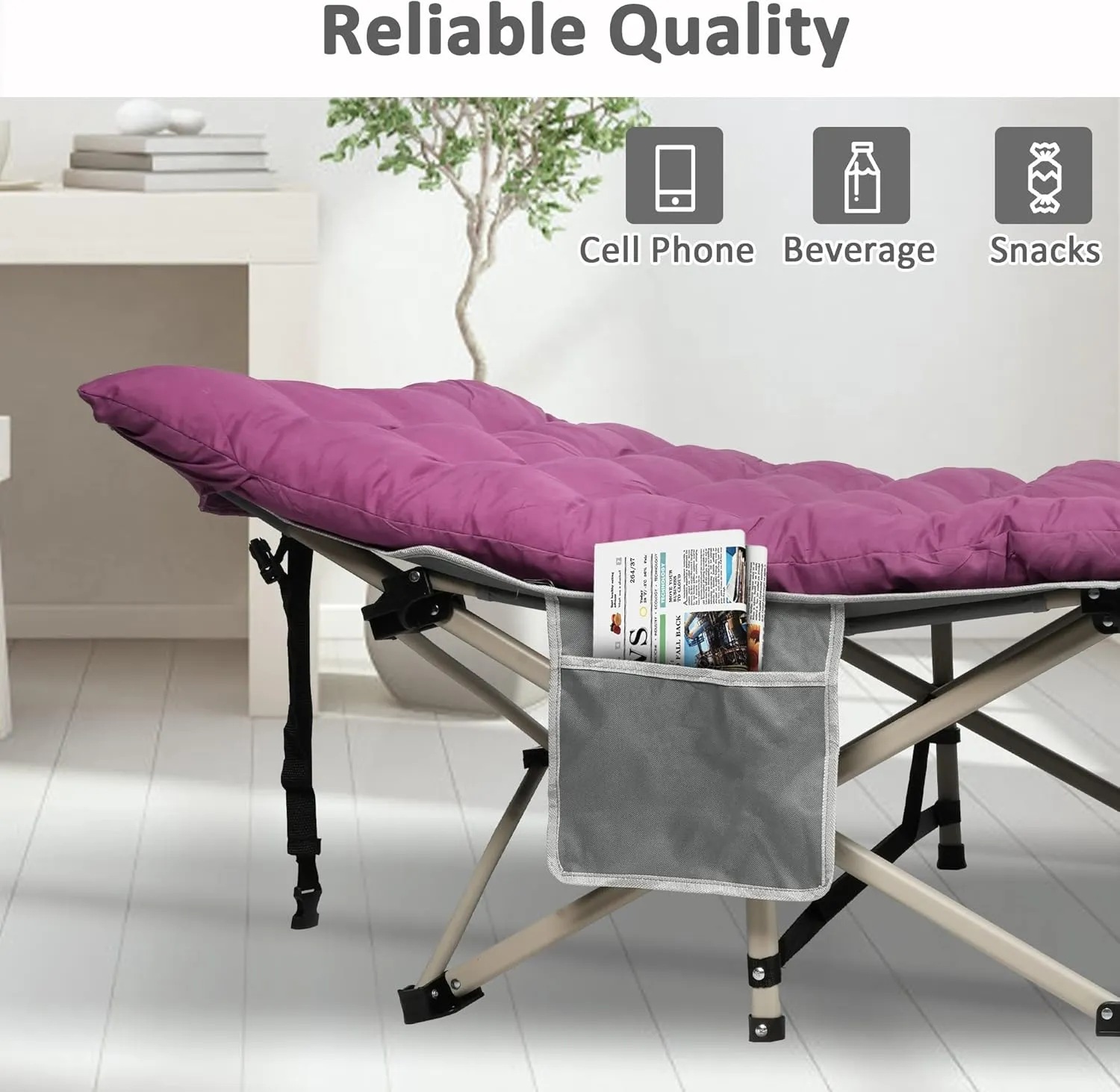Camping Cots for Adults - Folding Sleeping Cot Bed with Mattress and Adjustable Height Powder-Coated Steel Frame Camp Bed - Ideal for Travel, Office, and Home Use
