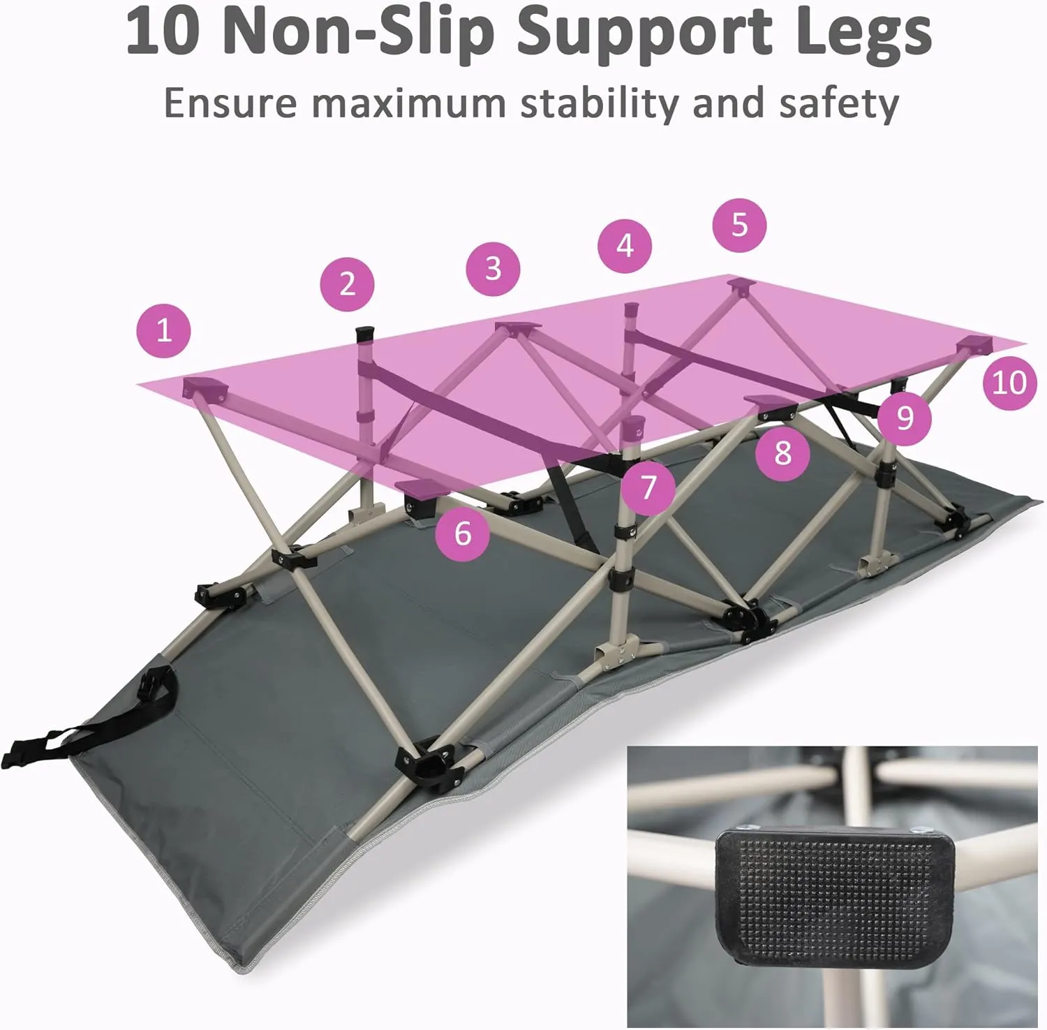 Camping Cots for Adults - Folding Sleeping Cot Bed with Mattress and Adjustable Height Powder-Coated Steel Frame Camp Bed - Ideal for Travel, Office, and Home Use
