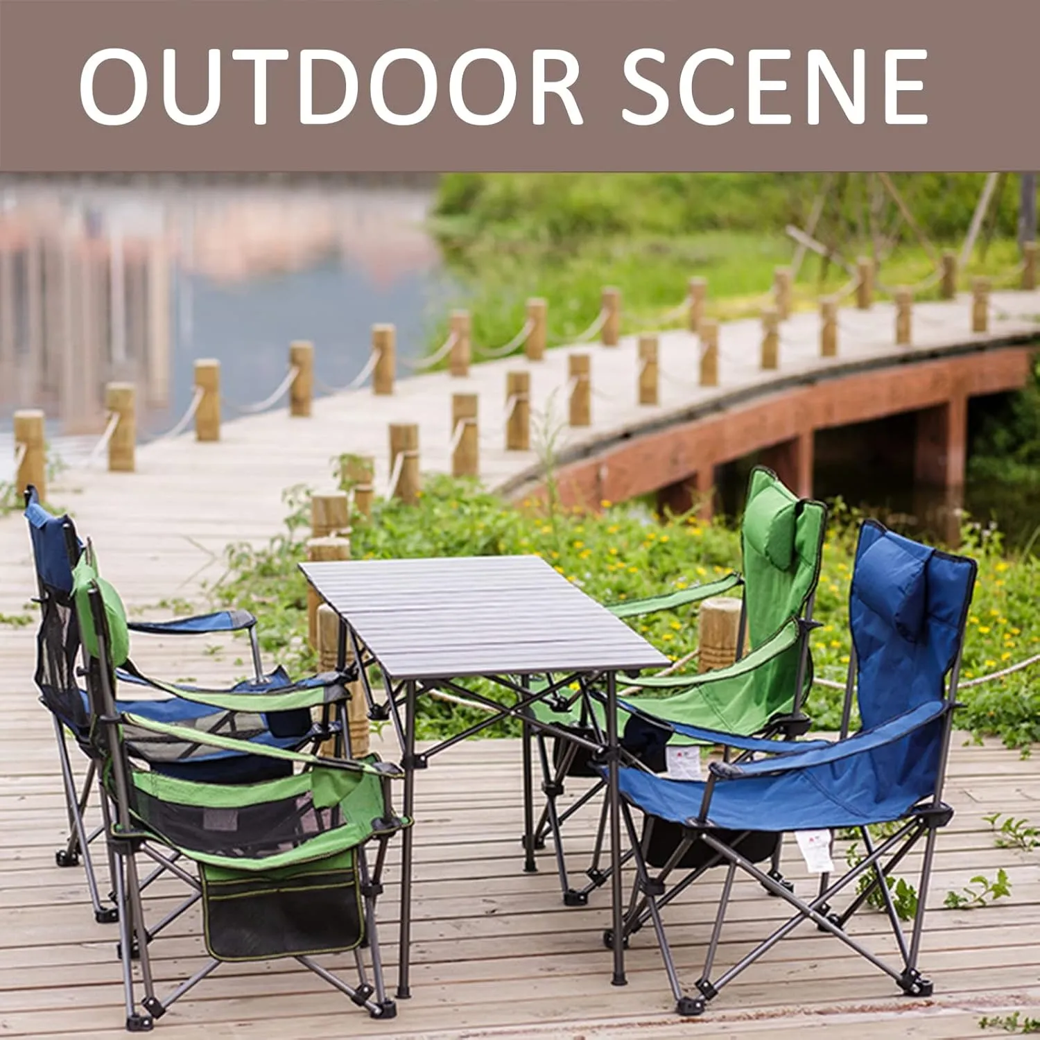 Camping Folding Chair Oversized for Outdoor Heavy Duty Foldable Camp Chair Outside for Adults, with Cup Bag and Storage Bag,Black