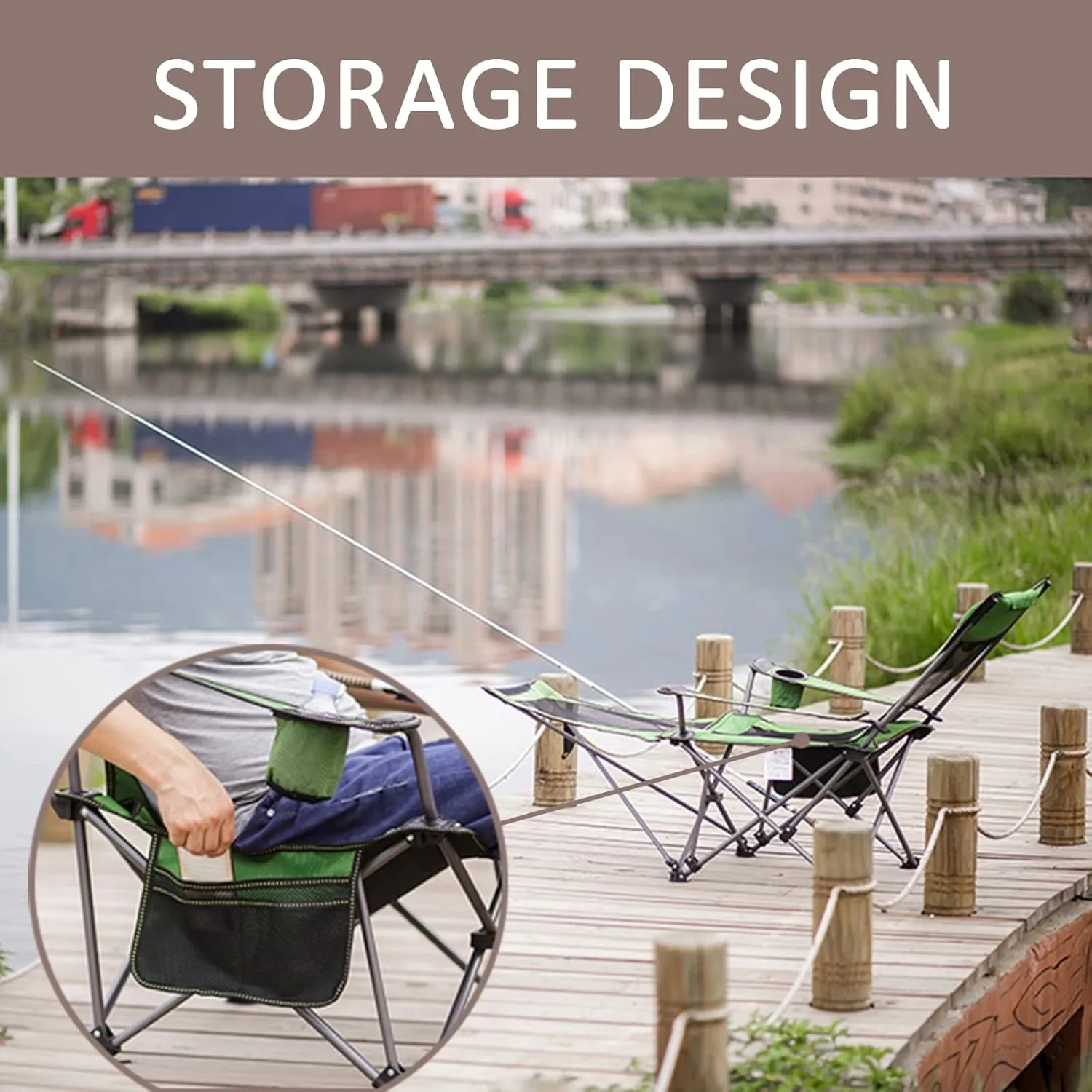 Camping Folding Chair Oversized for Outdoor Heavy Duty Foldable Camp Chair Outside for Adults, with Cup Bag and Storage Bag,Black