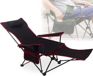 Camping Folding Chair Oversized for Outdoor Heavy Duty Foldable Camp Chair Outside for Adults, with Cup Bag and Storage Bag,Black