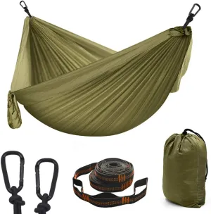 Camping Hammock Double & Single Portable Hammocks with 2 Tree Straps, Lightweight Nylon Parachute Hammocks Swing for Backpacking Travel Beach Backyard Hiking
