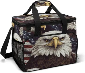 Camping Ice Pack, Bald Eagle Print Insulated Cooler Bag Large Capacity Ice Pack Portable Camping Cooler Outdoor Picnic Cooler, style