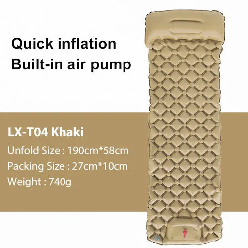 Camping Mat Inflatable Sleeping Pad Sleeping Mat Camping Mattress Double Sleeping Pad with Pump and Headrest