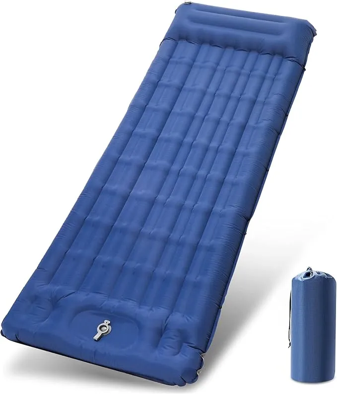 Camping Mat, Lightweight and Inflatable Sleeping Pad with Built-in Pump for a Cozy Sleep Experience Includes Bonus Pillow for Extra Neck Support Perfect for Cold Weather Camping