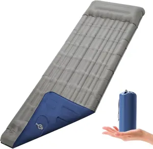 Camping Mat, Lightweight and Inflatable Sleeping Pad with Built-in Pump for a Cozy Sleep Experience Includes Bonus Pillow for Extra Neck Support Perfect for Cold Weather Camping