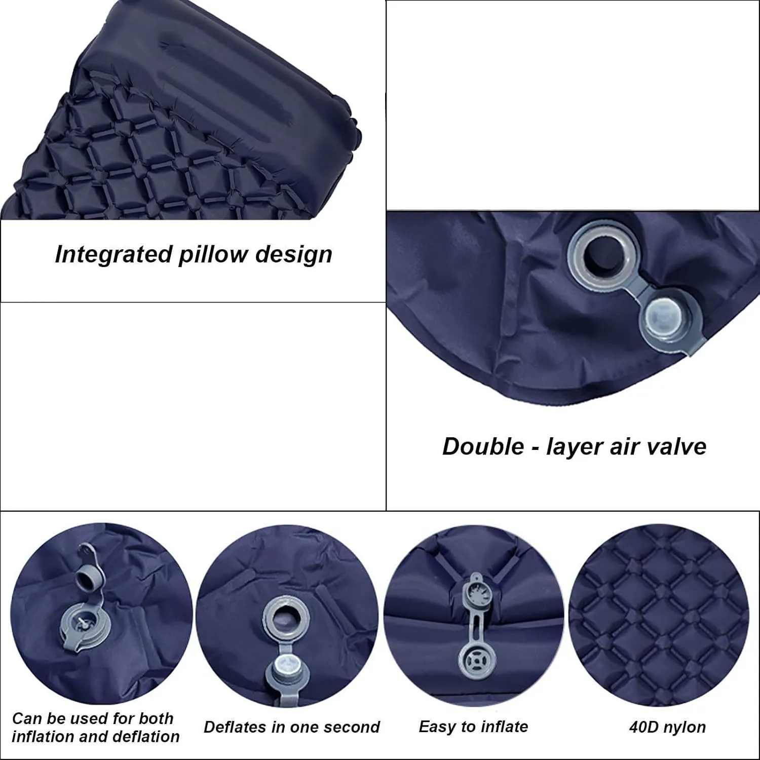 Camping Mattress Pad, 4 inThick Ultralight Inflatable Sleeping Mat with Built-in Pillow & Foot Pump | Waterproof Air Mattress for Tent Travel Includes Carry Bag for Hiking (B-Without Storage Bag)