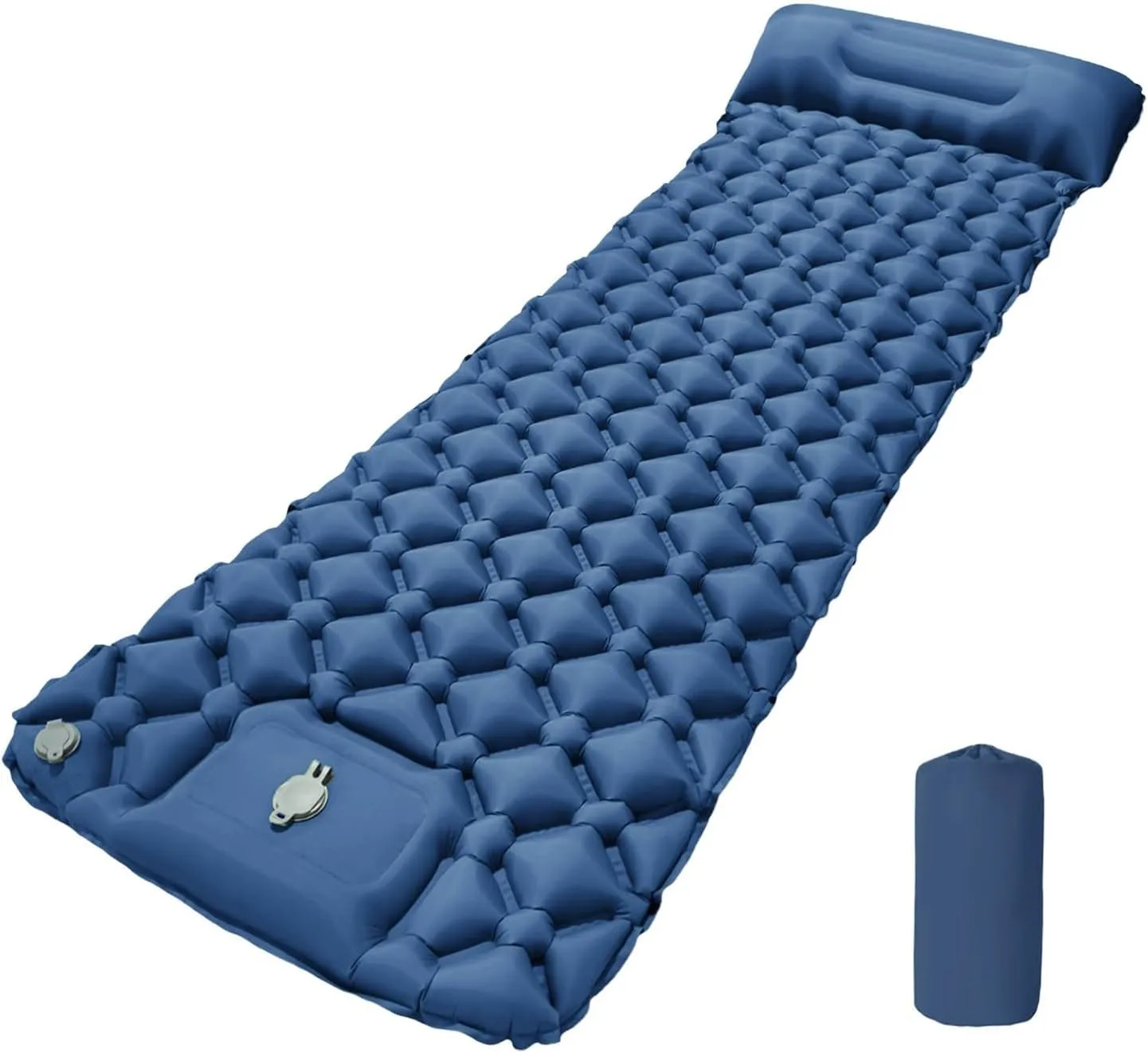 Camping Mattress Pad, 4 inThick Ultralight Inflatable Sleeping Mat with Built-in Pillow & Foot Pump | Waterproof Air Mattress for Tent Travel Includes Carry Bag for Hiking (B-Without Storage Bag)