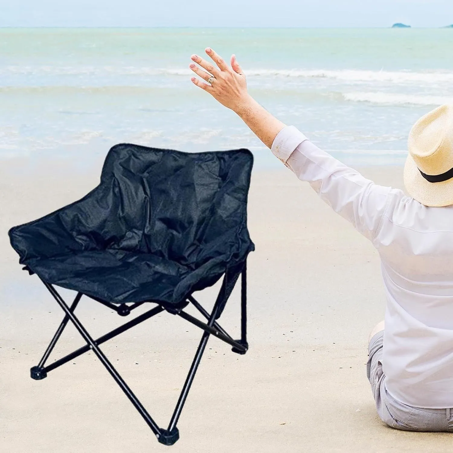 Camping Padded Chair Padded Cushion Lazy Sofa Portable Fishing Lounge Chair Foldable Seat for Patio Outdoor Sports Adults Foldable Outdoor seat for Camping Ergonomic Camp seat Canvas Camping