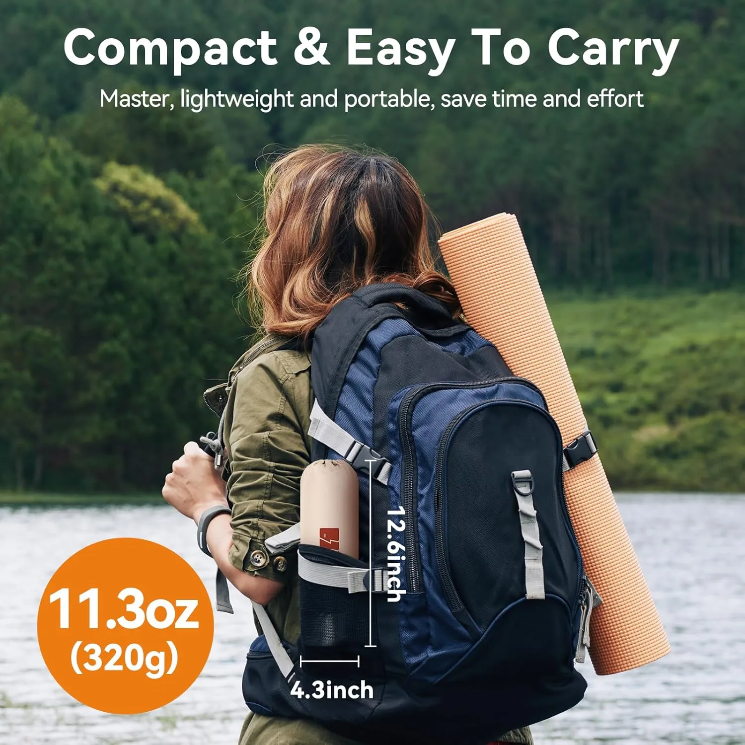 Camping Pillow with Memory Foam, Large Inflatable Portable Ultralight Pillow, Ergonomic for Neck Lumbar Support, Travel Air Pillows for Hiking/Hammock/Backpacking (Large)