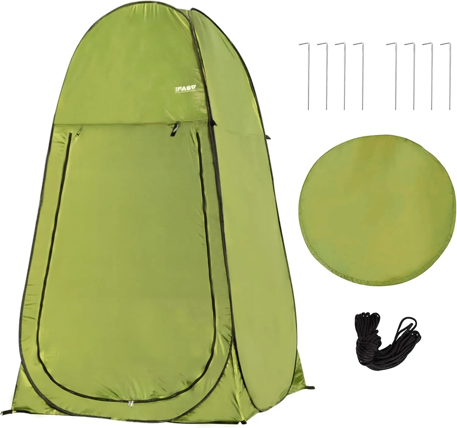 Camping Shower Tent 7ft Pop-up Privacy Shelter, Portable Toilet/Dressing Room for Outdoor Camping, Beach, Fishing – Instant Setup, Foldable Lightweight (Green)