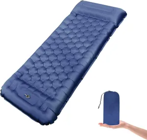 Camping Sleeping Pad, 50D Extra Thickness 4.7 Inch Inflatable Sleeping Mat Lightweight Waterproof Camping with Built-in Pump Air Mattress for Backpacking, Hiking, Tent, Traveling (Blue Grey)