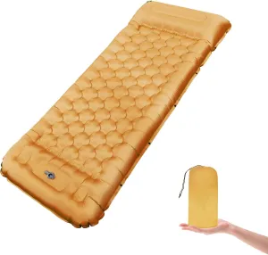 Camping Sleeping Pad, 50D Extra Thickness 4.7 Inch Inflatable Sleeping Mat Lightweight Waterproof Camping with Built-in Pump Air Mattress for Backpacking, Hiking, Tent, Traveling,(Orange Grey)