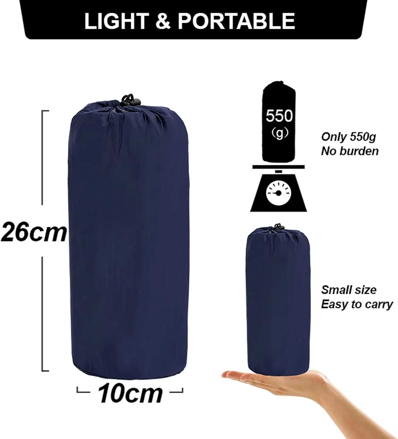 Camping Sleeping Pad, Camping Sleeping Mat Outdoor Camping Pad with Pillow Air Mattress Inflatable Cushion Fast Filling Moisture Proof Water Proof