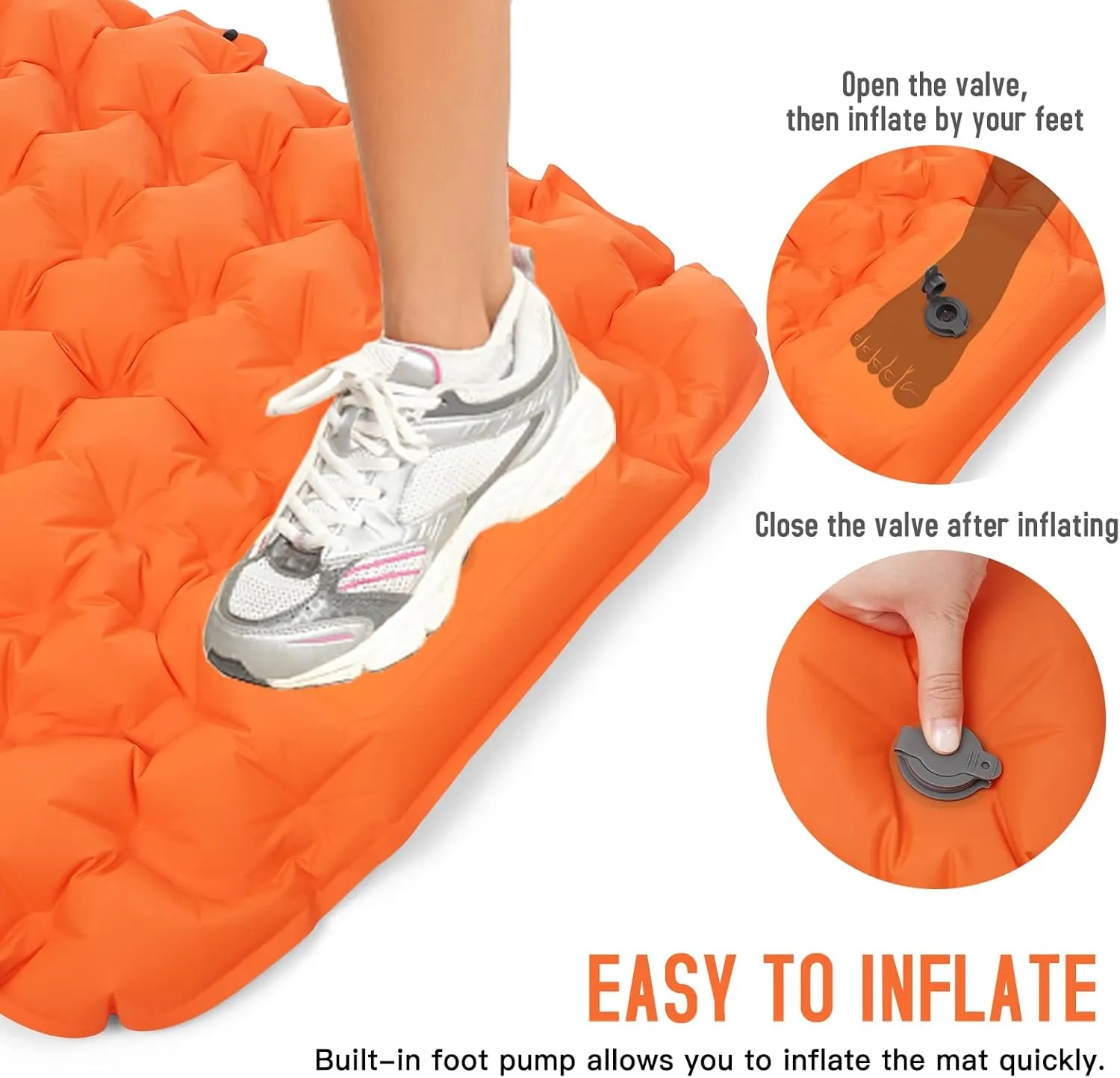 Camping Sleeping Pad, Ultralight 3" Inflatable Sleeping Mat with Pillow & Built-in Pump, Waterproof Camping Mat Compact Air Mattress Portable Backpacking Air Bed for Hiking Traveling Tent
