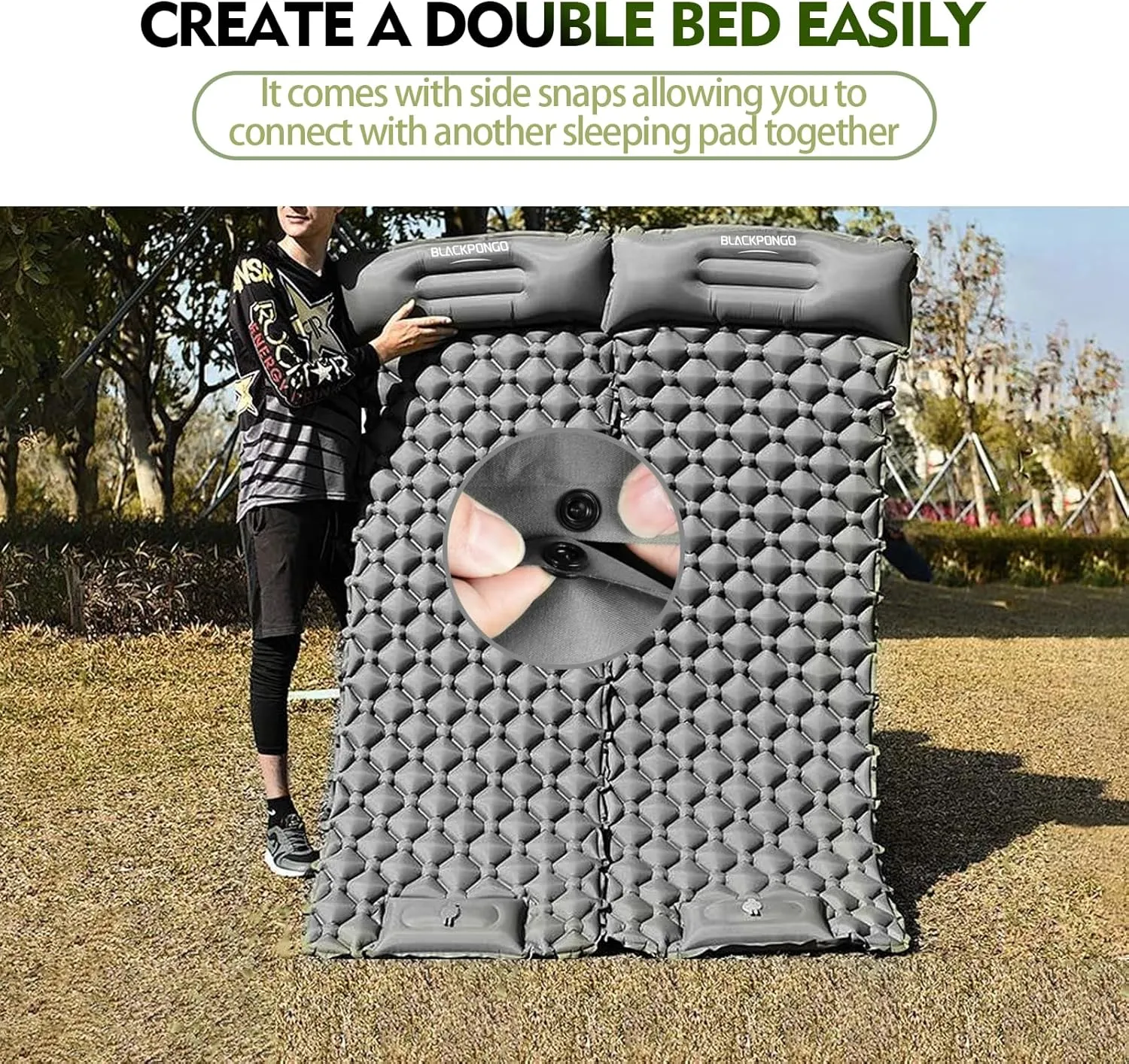 Camping Sleeping Pad, Ultralight Camping Mat with Pillow Built-in Foot Pump Inflatable Sleeping Pads Compact for Camping Backpacking Hiking Traveling Tent