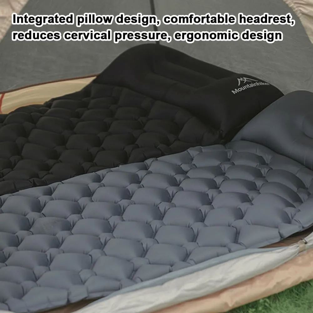 Camping Sleeping Pad, Ultralight Camping Mat with Pillow, Built in Foot Pump Inflatable Sleeping Pads, Compact Sleep Pad for Camping Backpacking Hiking Traveling (Blue)
