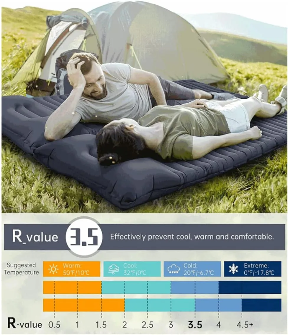 Camping Sleeping Pad Ultralight Foot Press Inflatable, Portable Hiking Sleeping Mats Air Mattress with Pillow and Built in Pump, Waterproof Backpacking Bed for Adults, Traveling, Outdoors