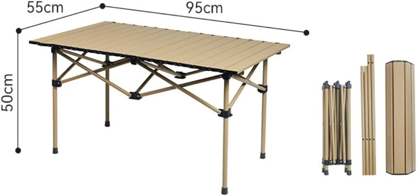 Camping Table and Chairs Picnic Folding Table with 6 Fold up Chair, Portable Camping Set with Carry Bag for Indoor Outdoor BBQ,Yellow
