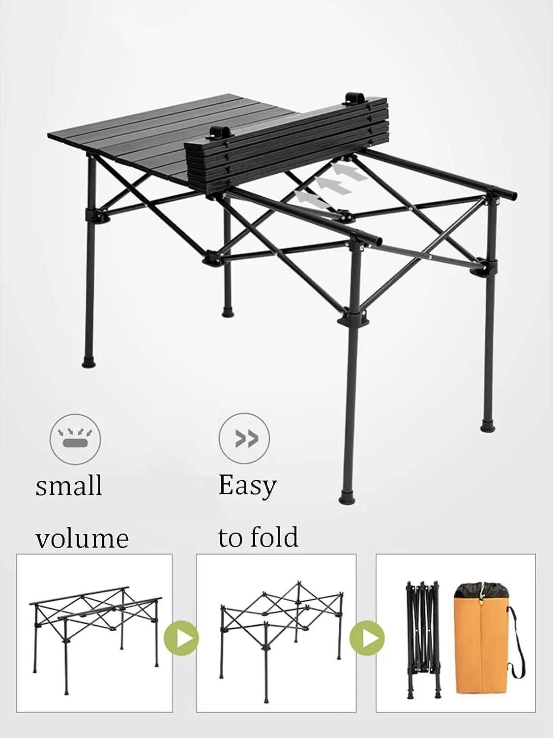Camping Table Chairs Outdoor Folding Table and Chair Set, Aluminum Alloy Roll Table Top, Suitable for Balcony Garden Fishing Camping Picnic Table (Color : Package 5)