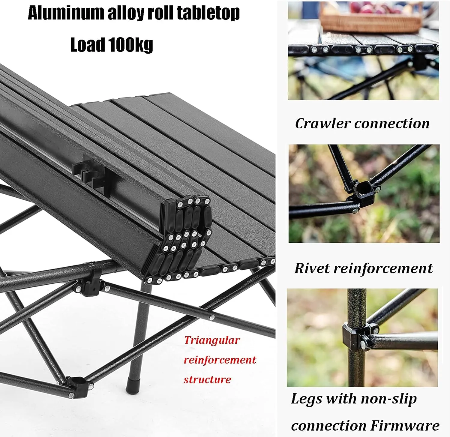 Camping Table Chairs Outdoor Folding Table and Chair Set, Aluminum Alloy Roll Table Top, Suitable for Balcony Garden Fishing Camping Picnic Table (Color : Package 5)