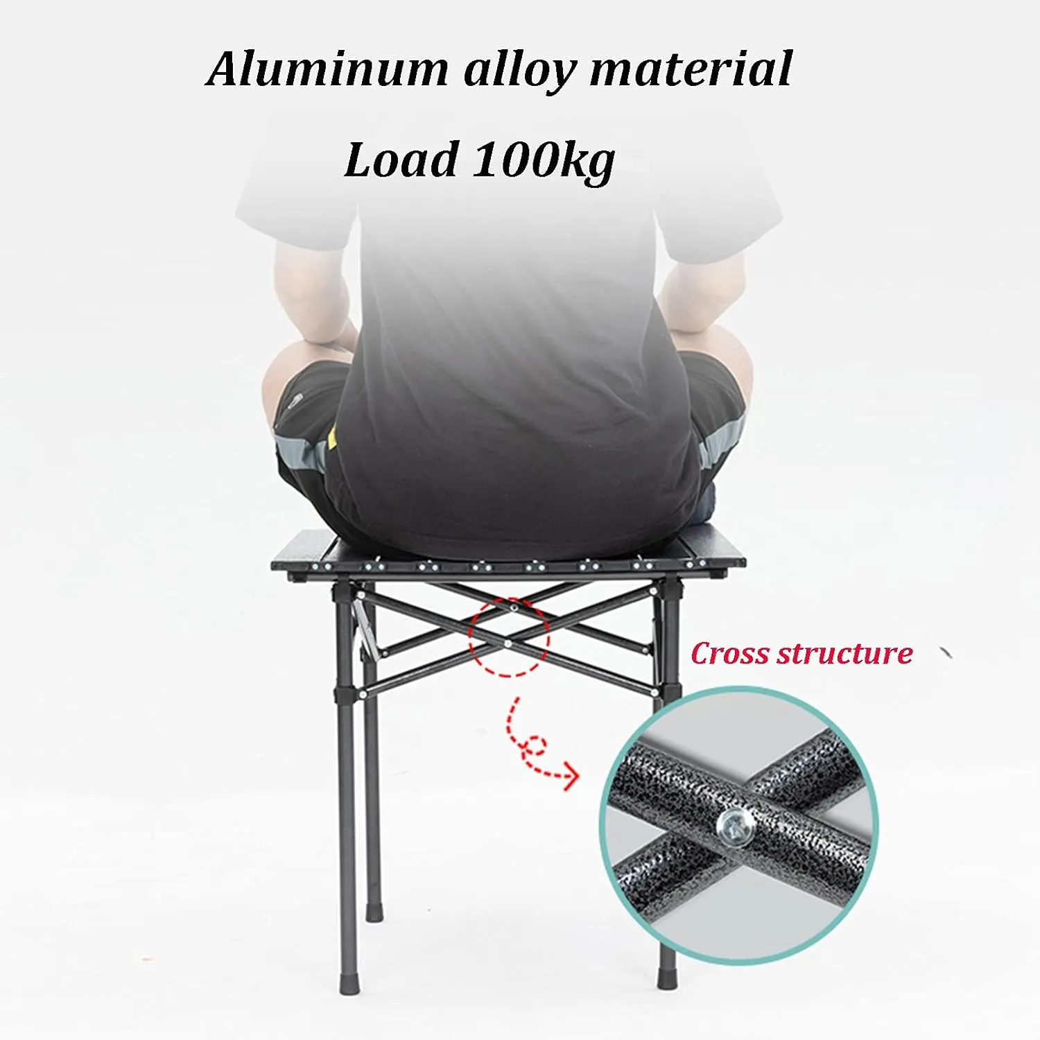 Camping Table Chairs Outdoor Folding Table and Chair Set, Aluminum Alloy Roll Table Top, Suitable for Balcony Garden Fishing Camping Picnic Table (Color : Package 5)