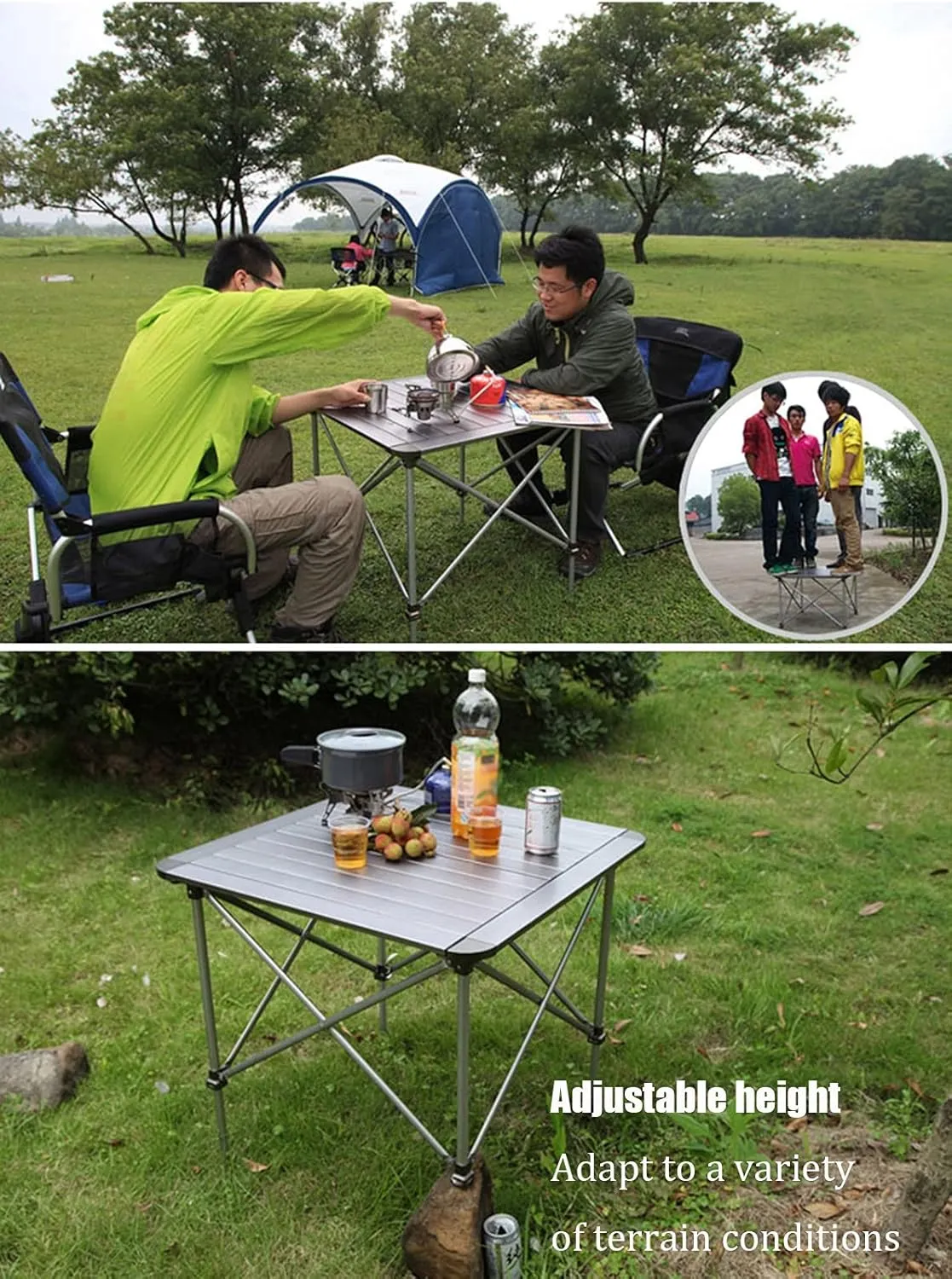 Camping Table Chairs Portable Folding Table Set, Outdoor Aluminum Alloy Can Lift Picnic Table, Portable Table with Carrying Bag (Color : Package 5)