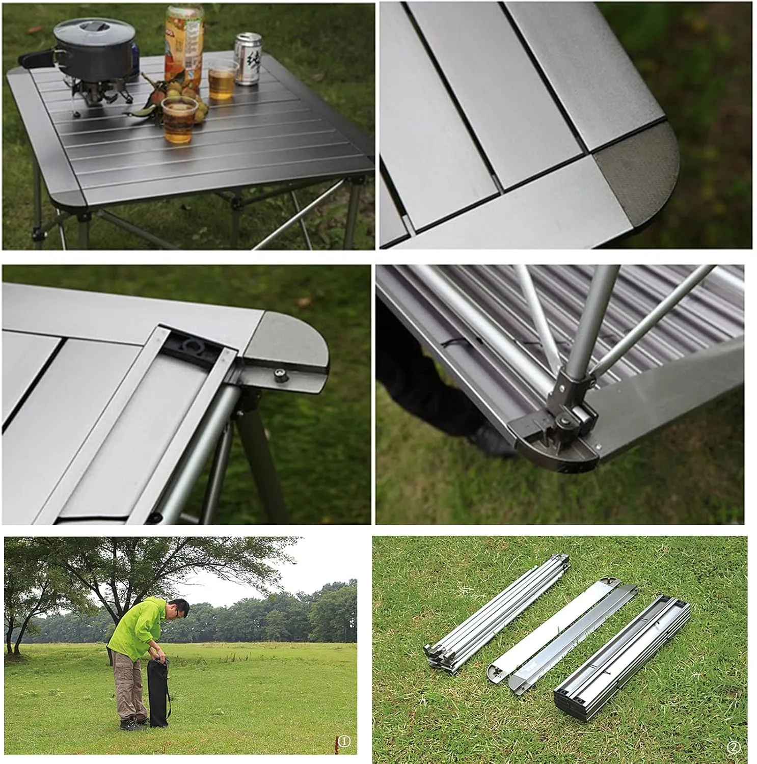 Camping Table Chairs Portable Folding Table Set, Outdoor Aluminum Alloy Can Lift Picnic Table, Portable Table with Carrying Bag (Color : Package 5)