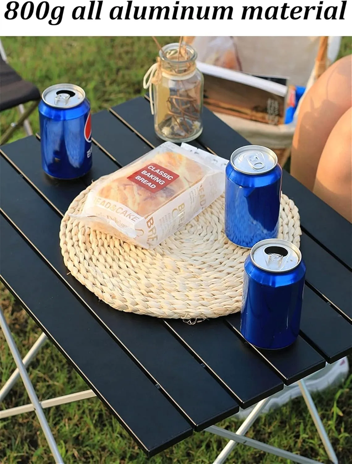 Camping Table Chairs Small Outdoor Folding Set, Portable Aluminum Picnic Table, Suitable for Fishing, Barbecue and Hiking 56x40x40cm