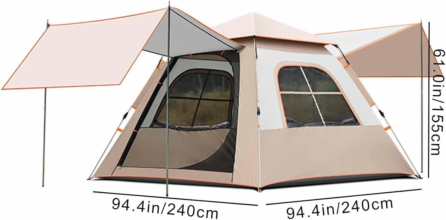 Camping Tent, 2 Doors and 2 Windows, with Mesh, Breathable on Seven sides, Pop-up Lightweight Camping Tent, Suitable for Outdoor, Picnic and Family Gatherings ( Size : 94.4x94.4x61.0in/240x240x155cm )