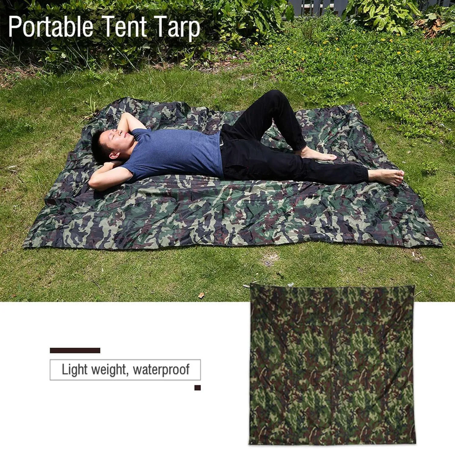 Camping Tent Tarp, Rain Tent Tarp Shelter Lightweight Backpacking Survival Awning Shelter Defender for Outdoor Hiking Camping Traveling (3 * 2.9 Meters)