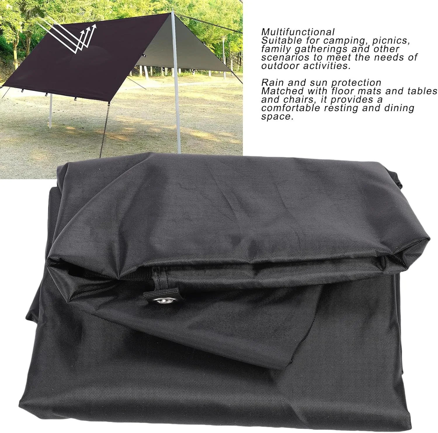 Camping Tent Tarp, Waterproofing Tent Canopy for Outdoor Party Picnic, Multifunctional Rain Proof Sun Proof Camping Awning with Ground Nails Windproof Ropes for Outdoor (L)