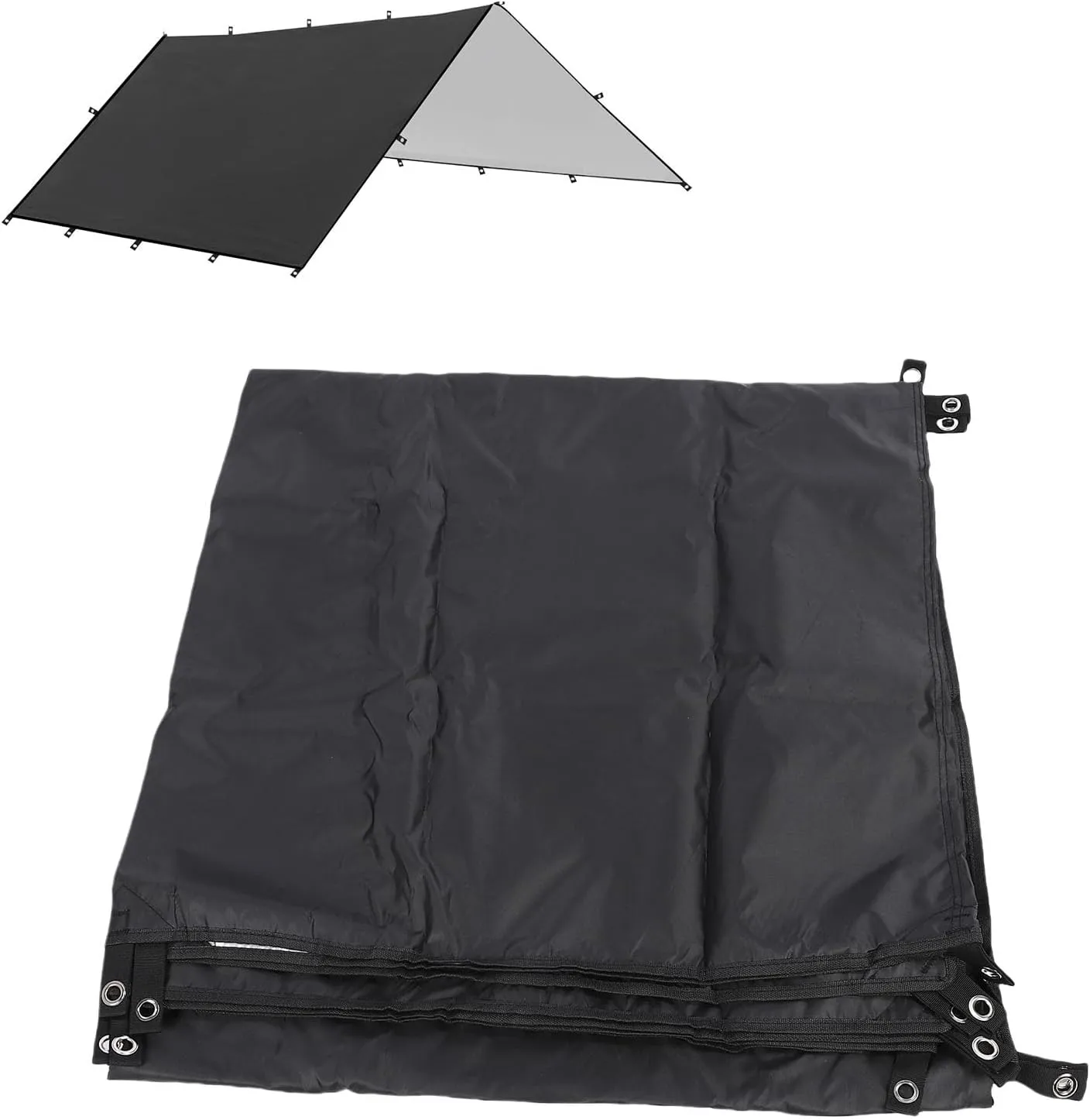Camping Tent Tarp, Waterproofing Tent Canopy for Outdoor Party Picnic, Multifunctional Rain Proof Sun Proof Camping Awning with Ground Nails Windproof Ropes for Outdoor (L)