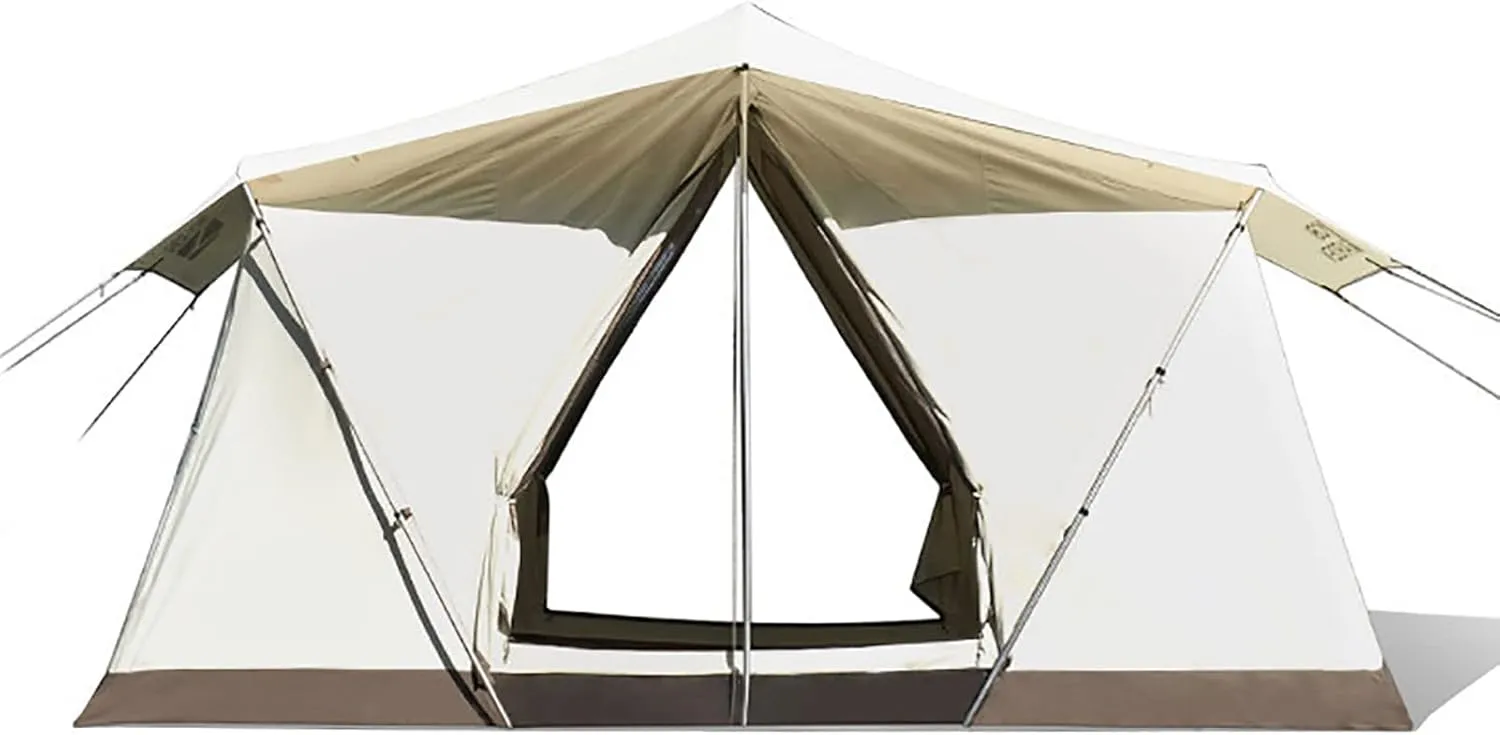 Camping Tents 3-4 Person Family Tents, Waterproof and Windproof Cotton Tent with Canopy, Double Tent Door Instant Cabin Tent for Beach Picnic Hiking Travel Sports Outdoor
