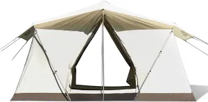 Camping Tents 3-4 Person Family Tents, Waterproof and Windproof Cotton Tent with Canopy, Double Tent Door Instant Cabin Tent for Beach Picnic Hiking Travel Sports Outdoor