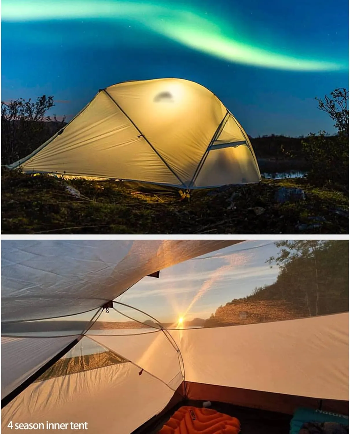 Camping Tents,Camping Tent 3-4 Season 15d/210t Outdoor Ultralight Silicon Coated Nylon Waterproof Tents (Color : 15d Green, Size : 4 Season)