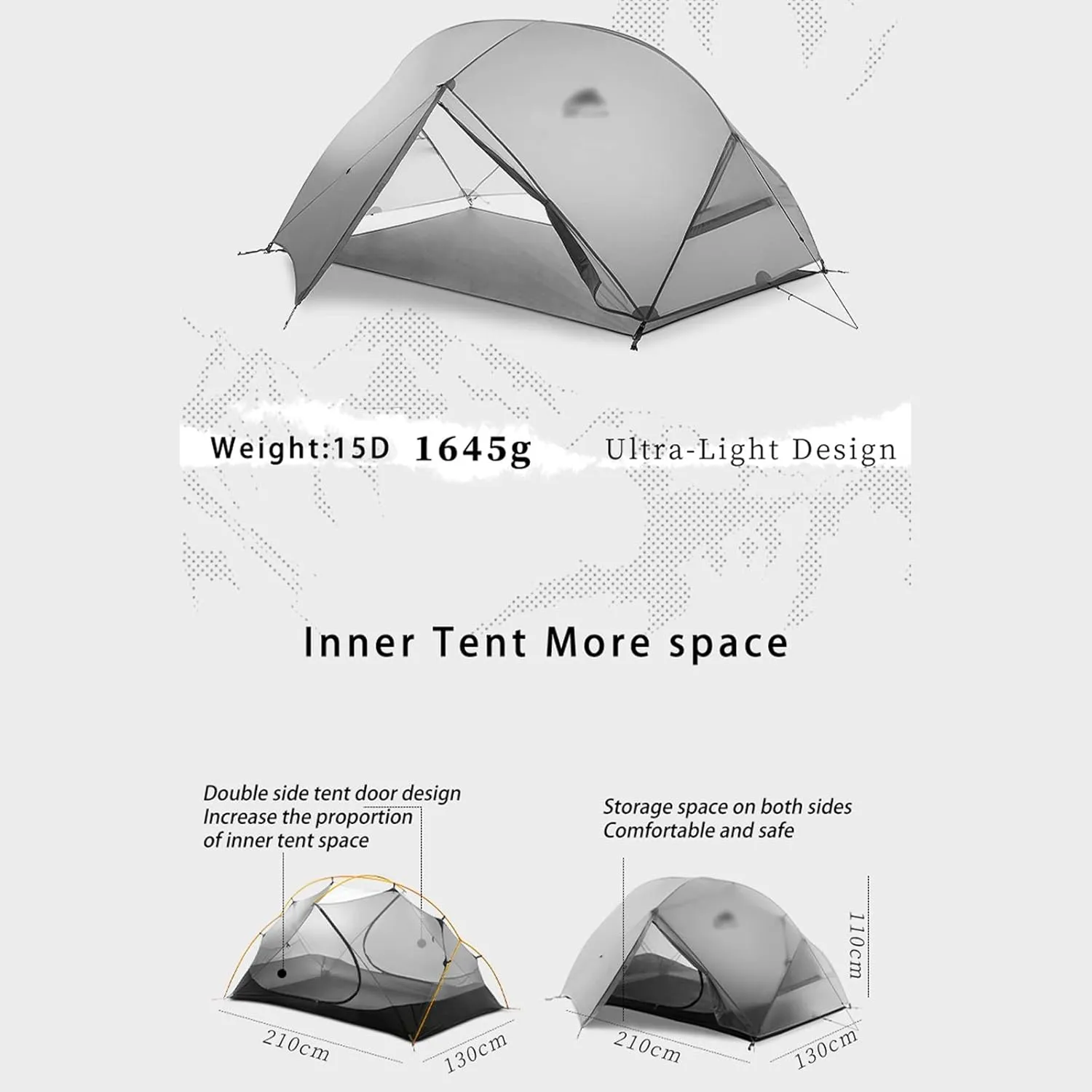 Camping Tents,Camping Tent 3-4 Season 15d/210t Outdoor Ultralight Silicon Coated Nylon Waterproof Tents (Color : 15d Green, Size : 4 Season)