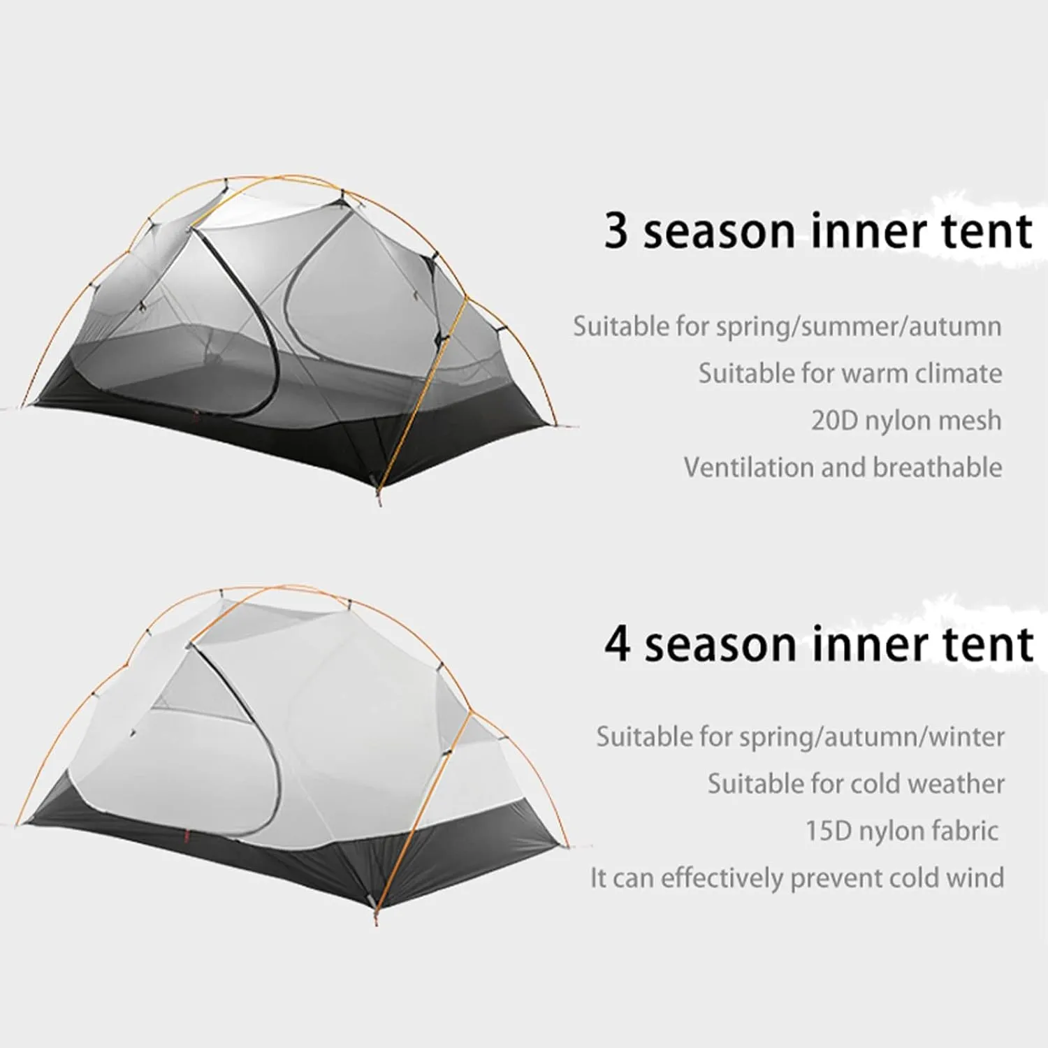 Camping Tents,Camping Tent 3-4 Season 15d/210t Outdoor Ultralight Silicon Coated Nylon Waterproof Tents (Color : 15d Green, Size : 4 Season)