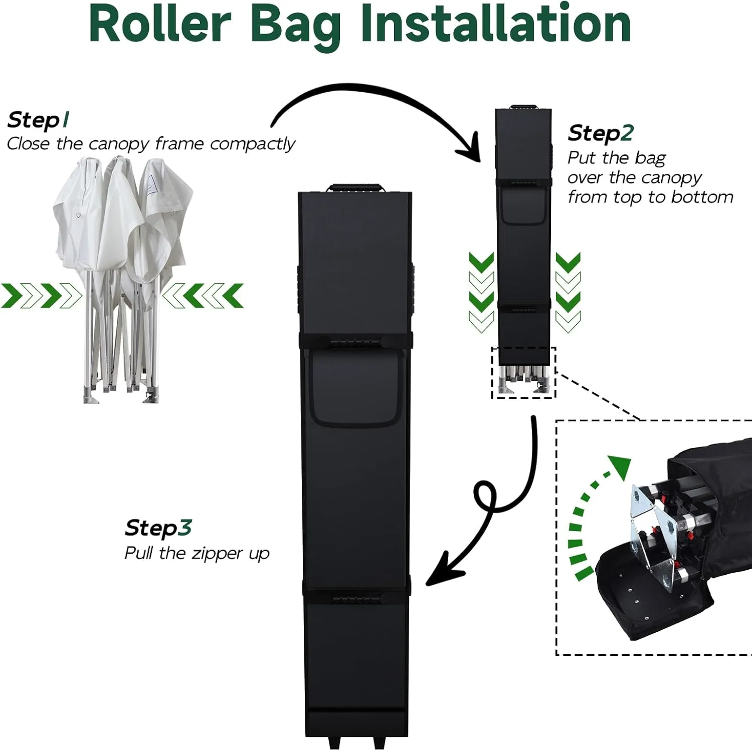 Canopy Portable Folding Bag for 10x10 Pop Up Canopy Tent, Heavy Duty Roller Bag Wheeled Bag, 10x10 FT